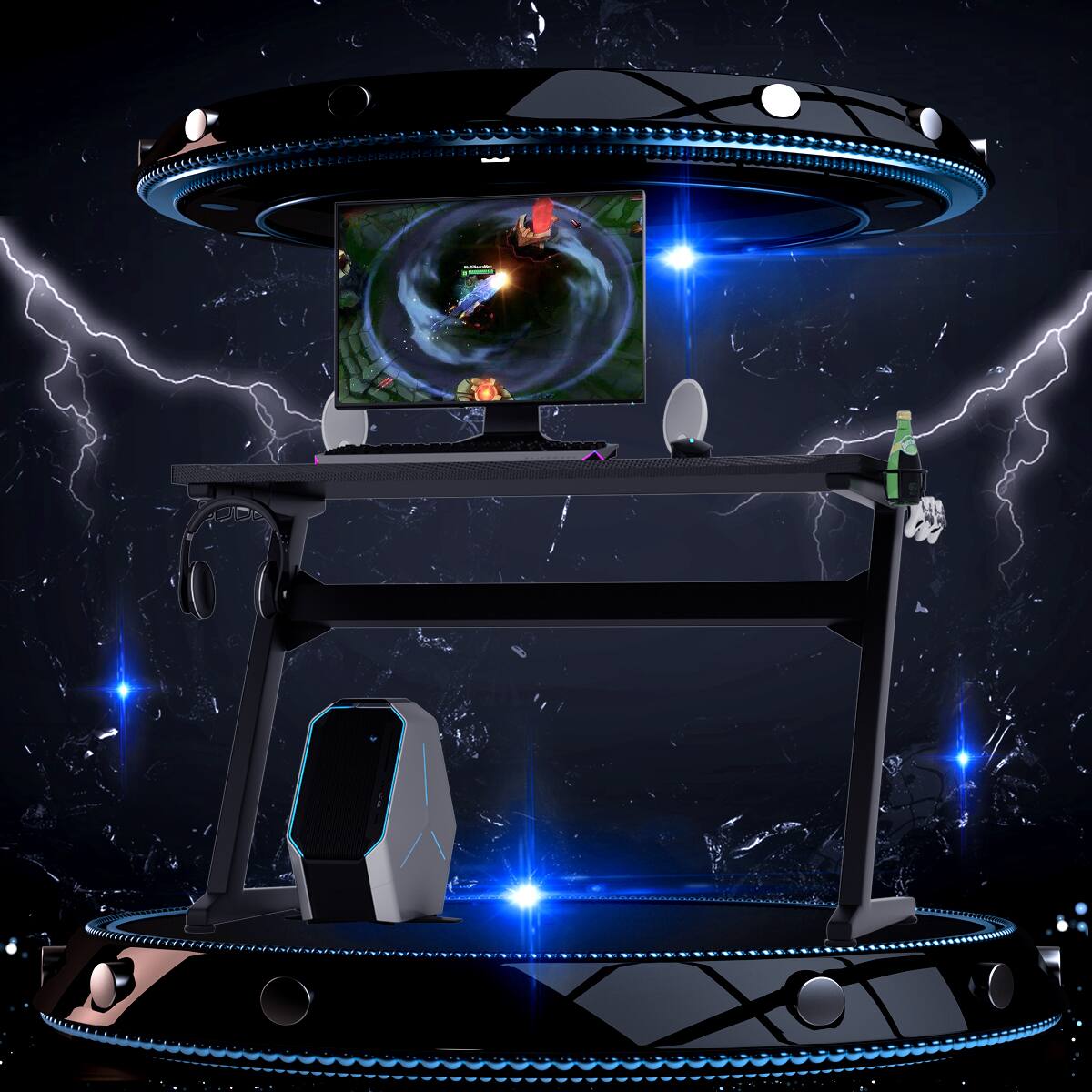 Alt View 11. Costway - Gaming Desk with Mousepad - Black.