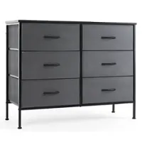Bestier - 6 Drawer 38.2 in.W Fabric Storage Tower Dresser Wooden Top for Kid Room, Closet, Entryway, Nursery - Gray - Front_Zoom