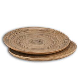 Lexa - Bamboo Serving Plate Set, 12 Inch x 2, Black Bamboo - Black/Natural