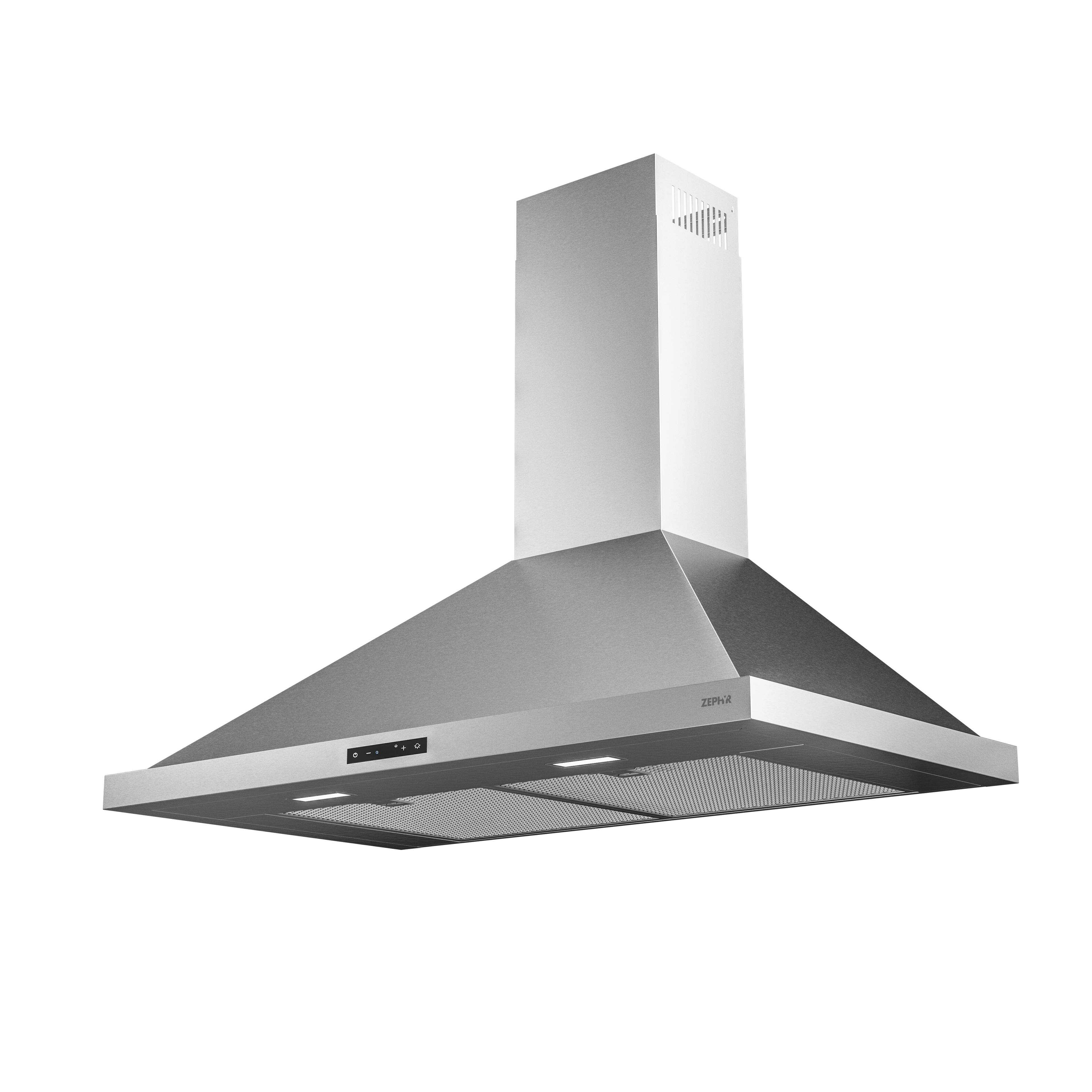 Angle. Zephyr - Ombra 36 in. 600 CFM Wall Mount Range Hood - Stainless Steel.