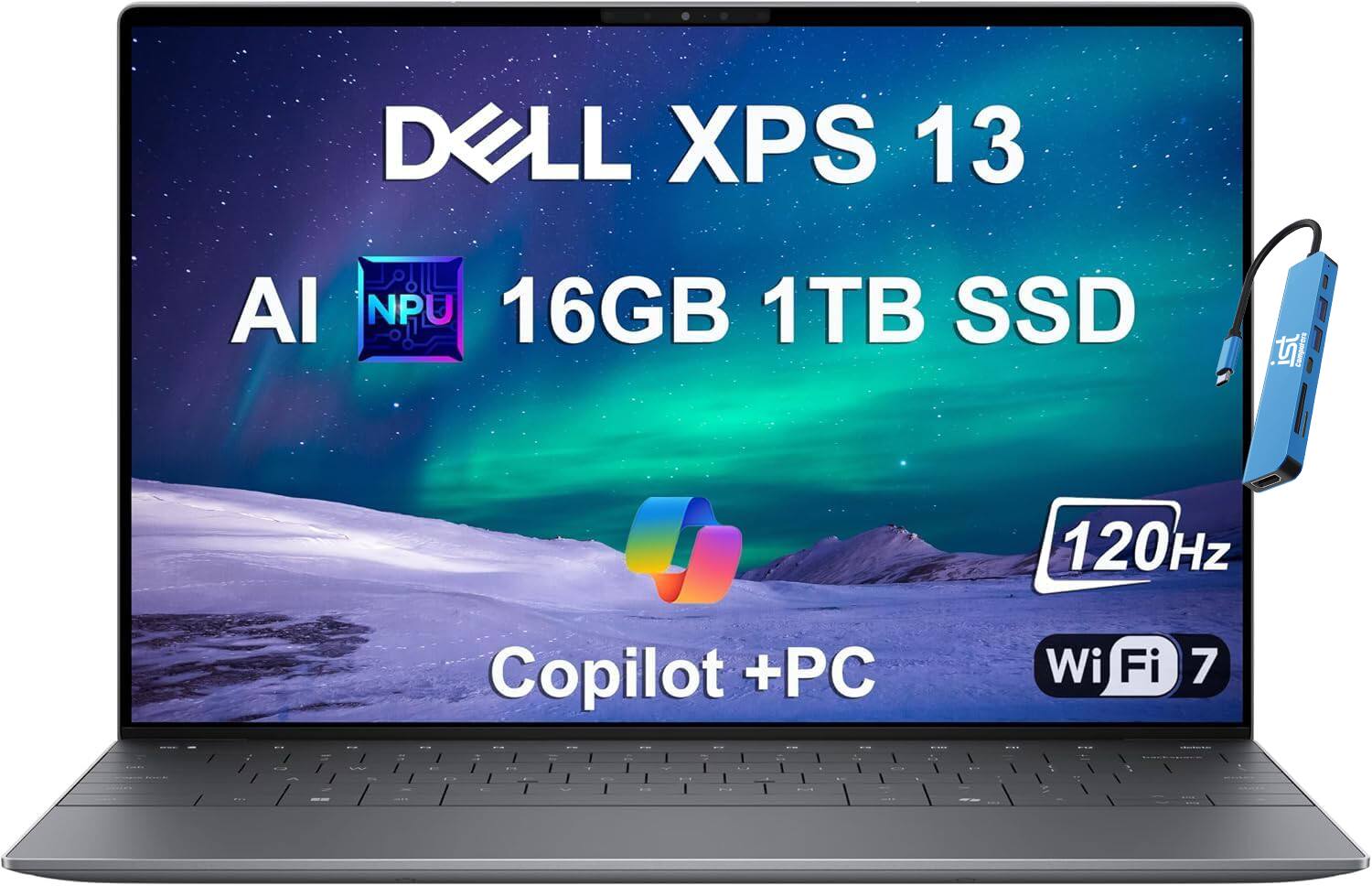 DELL XPS 13  
AI NPU 16GB 1TB SSD  
120Hz  
Copilot + PC  
Wi-Fi 7