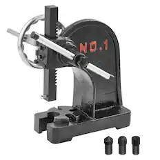 Front. VEVOR - Arbor Press, 1 Ton Manual Arbor Press with Handwheel, 5.9" Maximum Height, Cast Iron Manual Desktop Arbor Press - Black.
