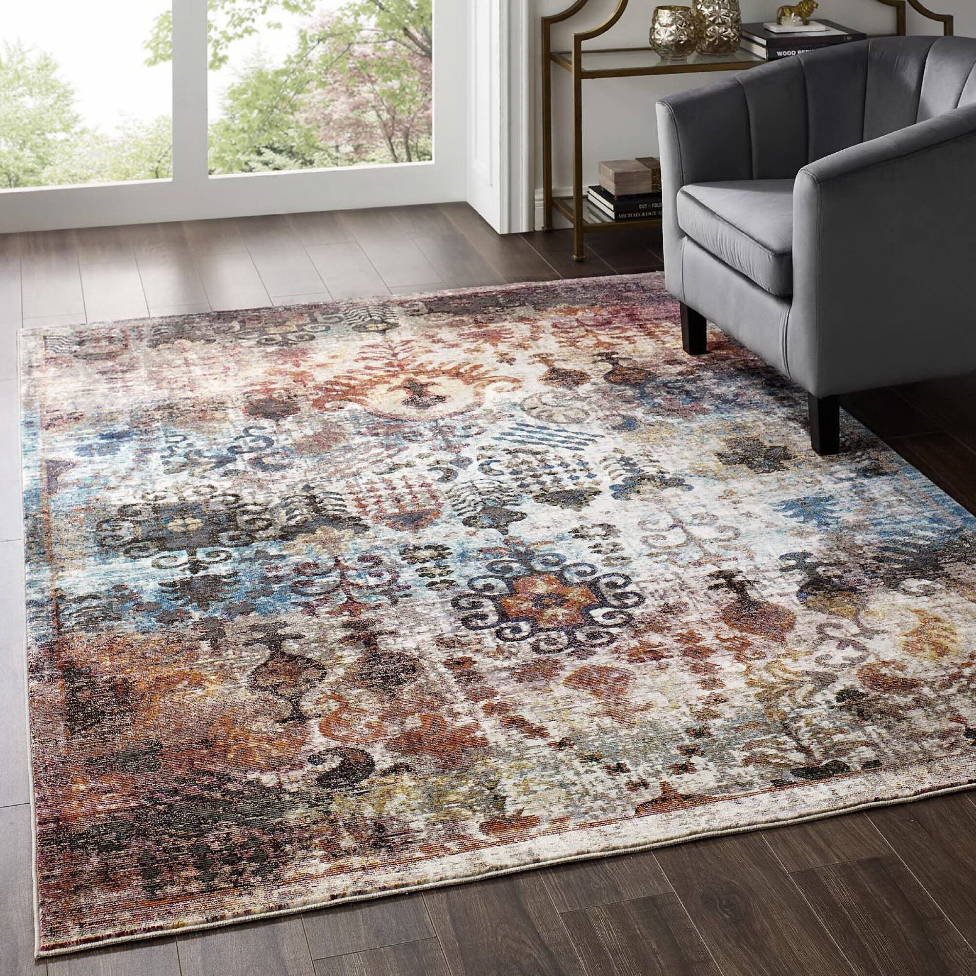 Modway Success Tahira Transitional Distressed Vintage Floral Moroccan ...