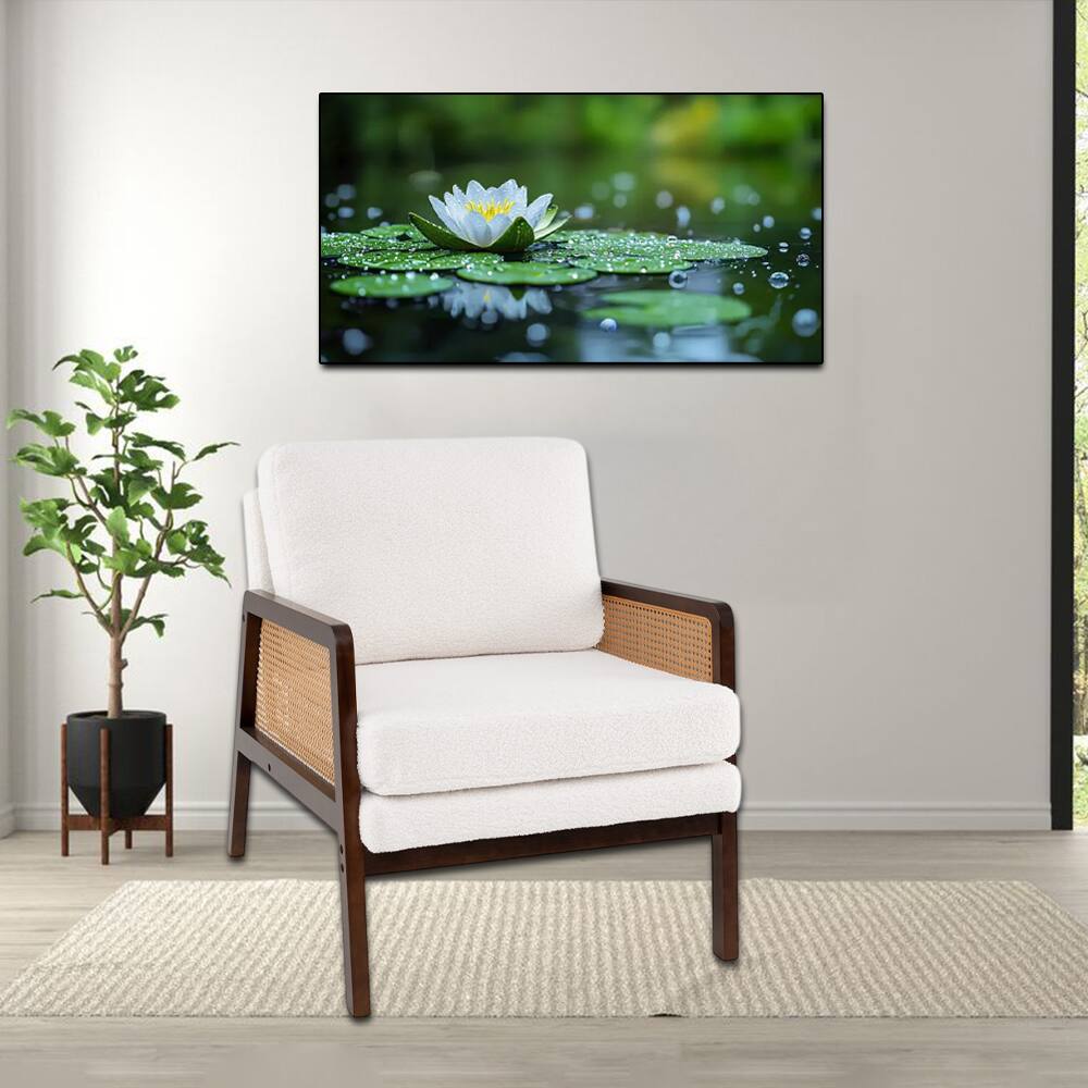 Hivvago - Modern Rattan Arm Accent Chair with Cushion - Brown