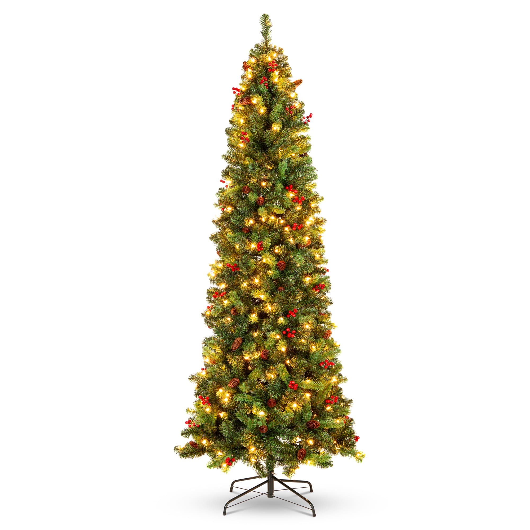 Best Choice Products - 6ft Pre-Lit Spruce Pencil Christmas Tree PreDecorated Prelit w/Twinkling 250 LEDs w/618 Tips - Green
