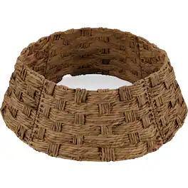 Best Choice Products - 42in Basket Woven Hyacinth Christmas Tree Collar, Tree Skirt Accessory w/ Cord Cut-Out - Chestnut - Chestnut – Basket Weave