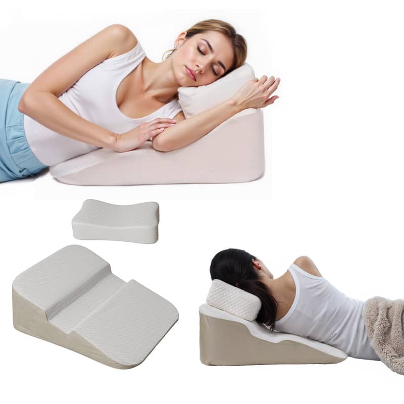 Front. wowmax - Side Sleeper Pillow with Arm Hole & Adjustable Headrest - Neck & Back Pain Relief, Removable Cover - White.