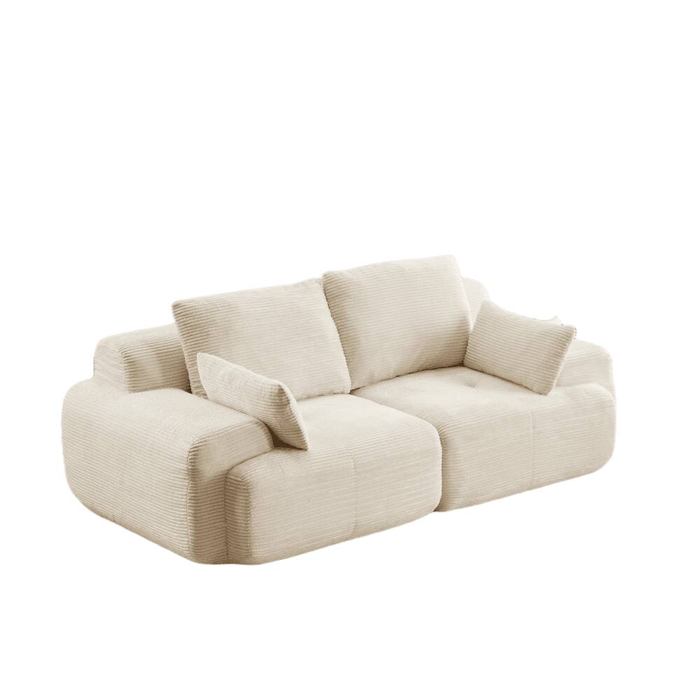 Alt View 2. Kadyn - Modern Memory Foam Compressed Sofa, 2-Seater Pet-Friendly Sectional Couches, Corduroy Fabric, Beige - Beige.