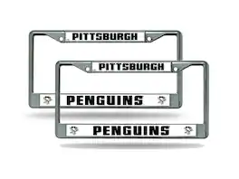 Rico Industries - Set of 2 - Pittsburgh Penguins NHL Chrome Metal License Plate Frames - Multi