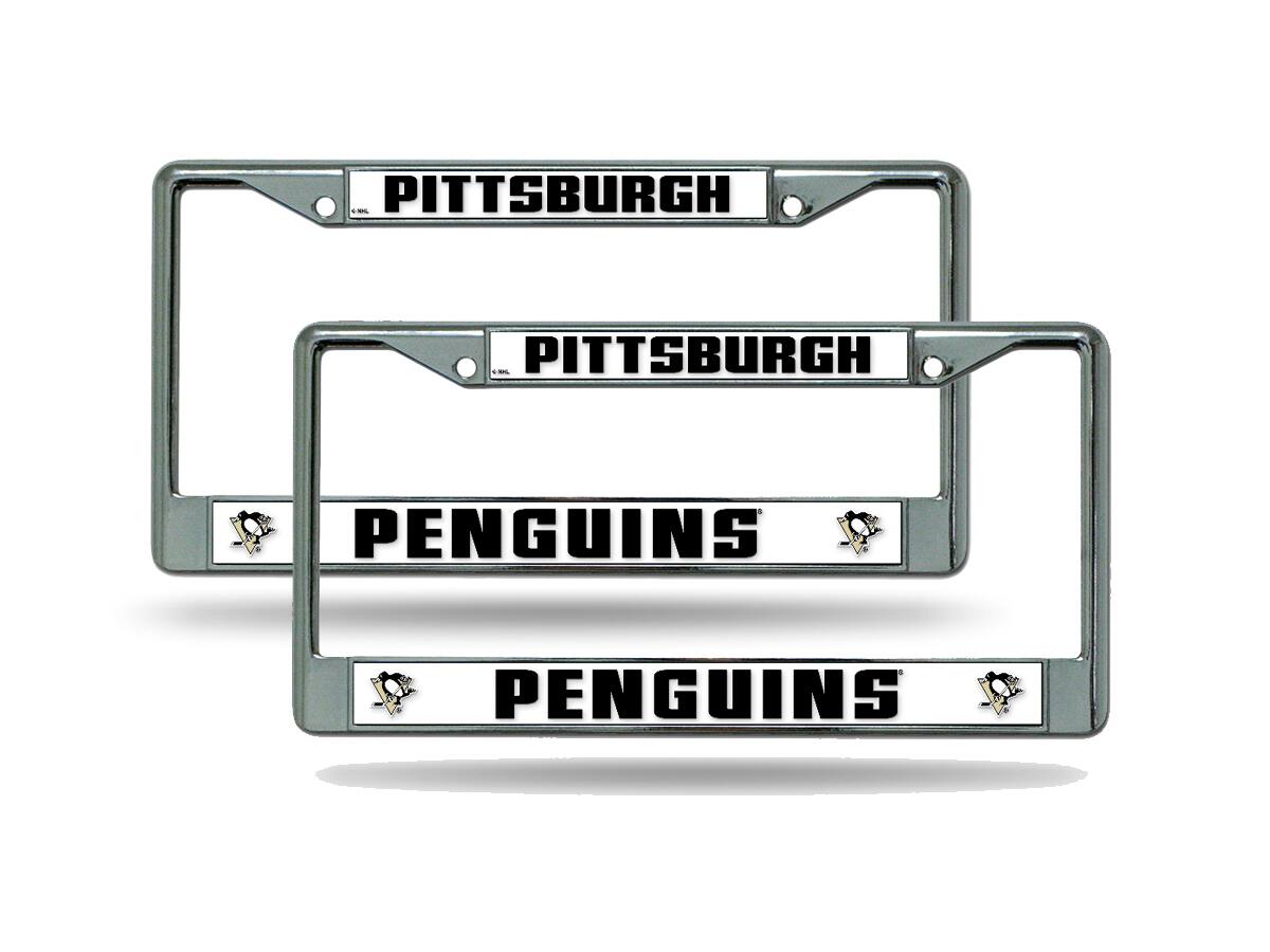 Pittsburgh Penguins NHL Chrome Metal (Set of 2) License Plate Frames
