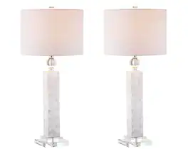 Jonathan Y - Bailey 32" LED Seashell Table Lamp, (Set of 2) - White