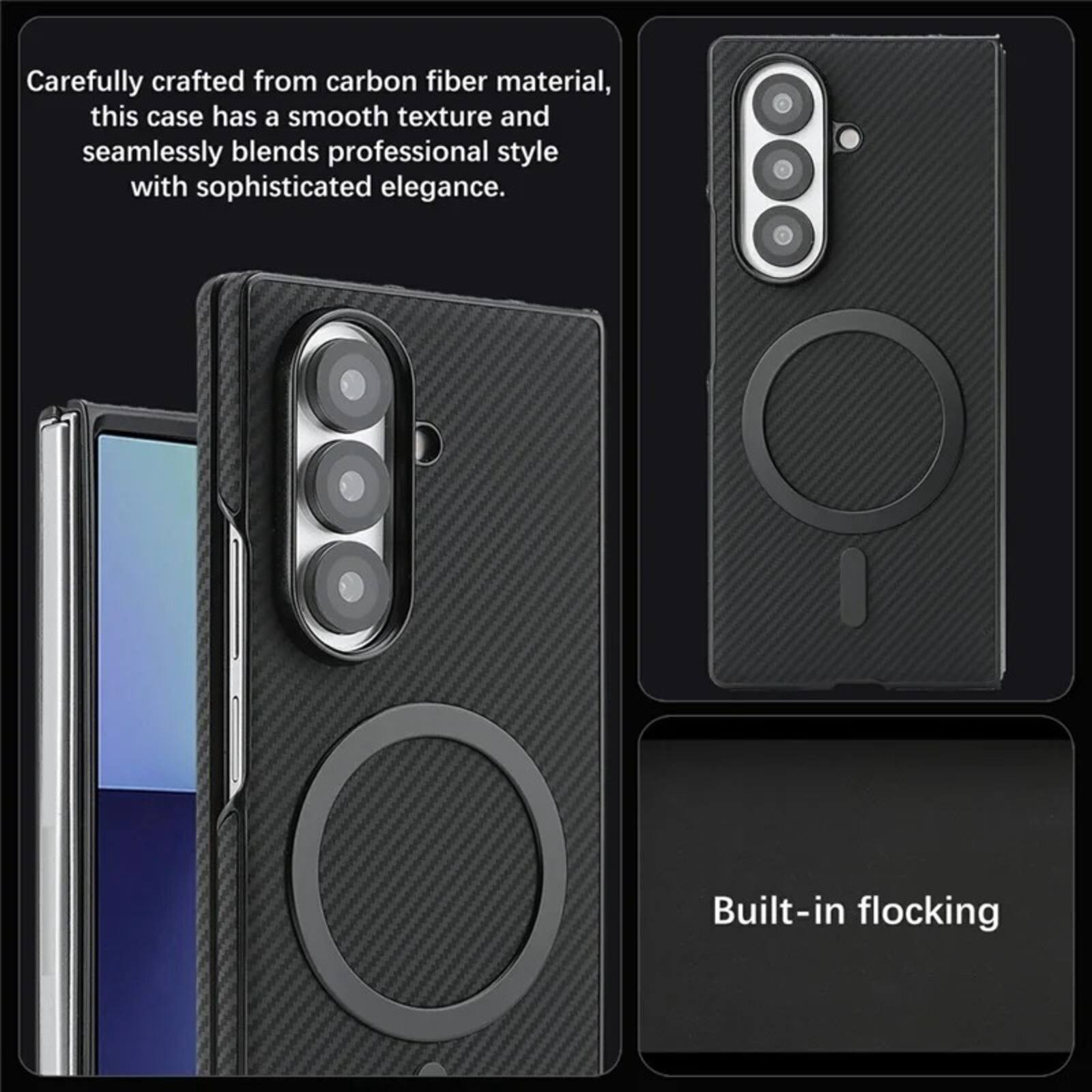 Carefully crafted from carbon fiber material, this case has a smooth texture and seamlessly blends professional style with sophisticated elegance.

Built-in flocking