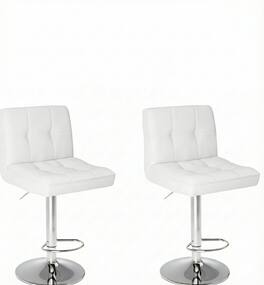 AOITUN - Bar Stools Set of 2 Armless PU Leather, Perfect for Dorm Room or Apartment, Durable and Stylish Seating - White