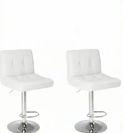 Front. AOITUN - Bar Stools Set of 2 Armless PU Leather, Perfect for Dorm Room or Apartment, Durable and Stylish Seating - White.