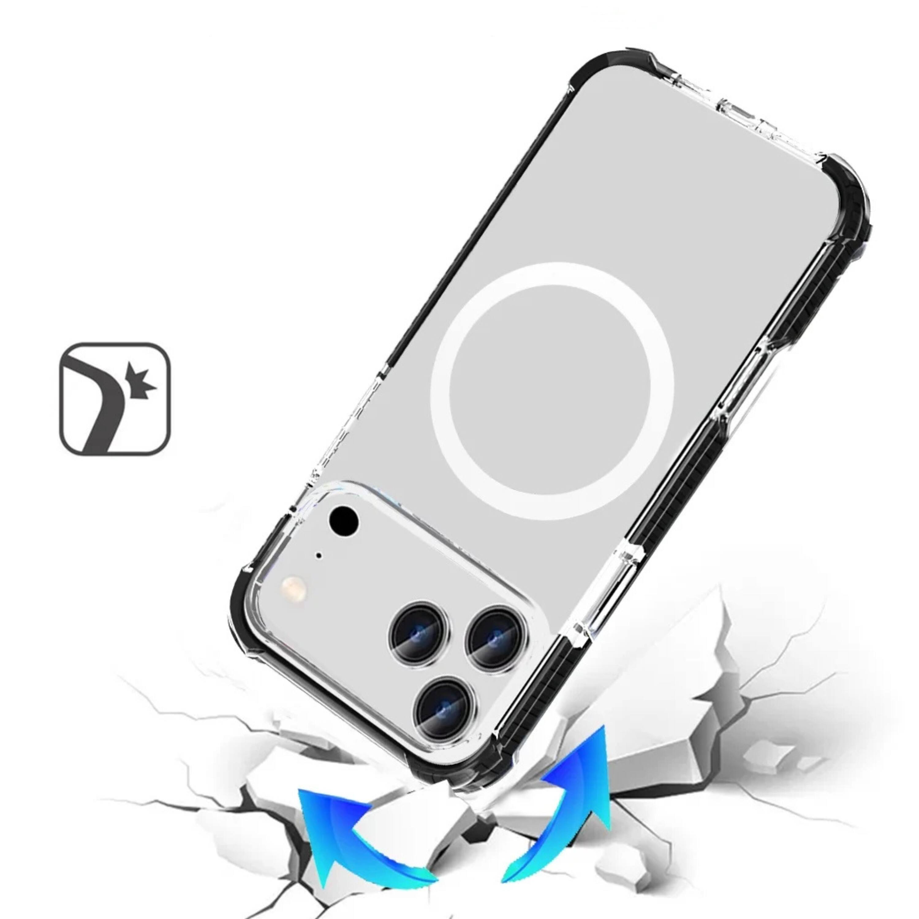 Angle. Kitcheniva - Magnetic Circle Transparent Protective Cover With Tempered Glass For iPhone 17 Pro Max Blue - Blue.