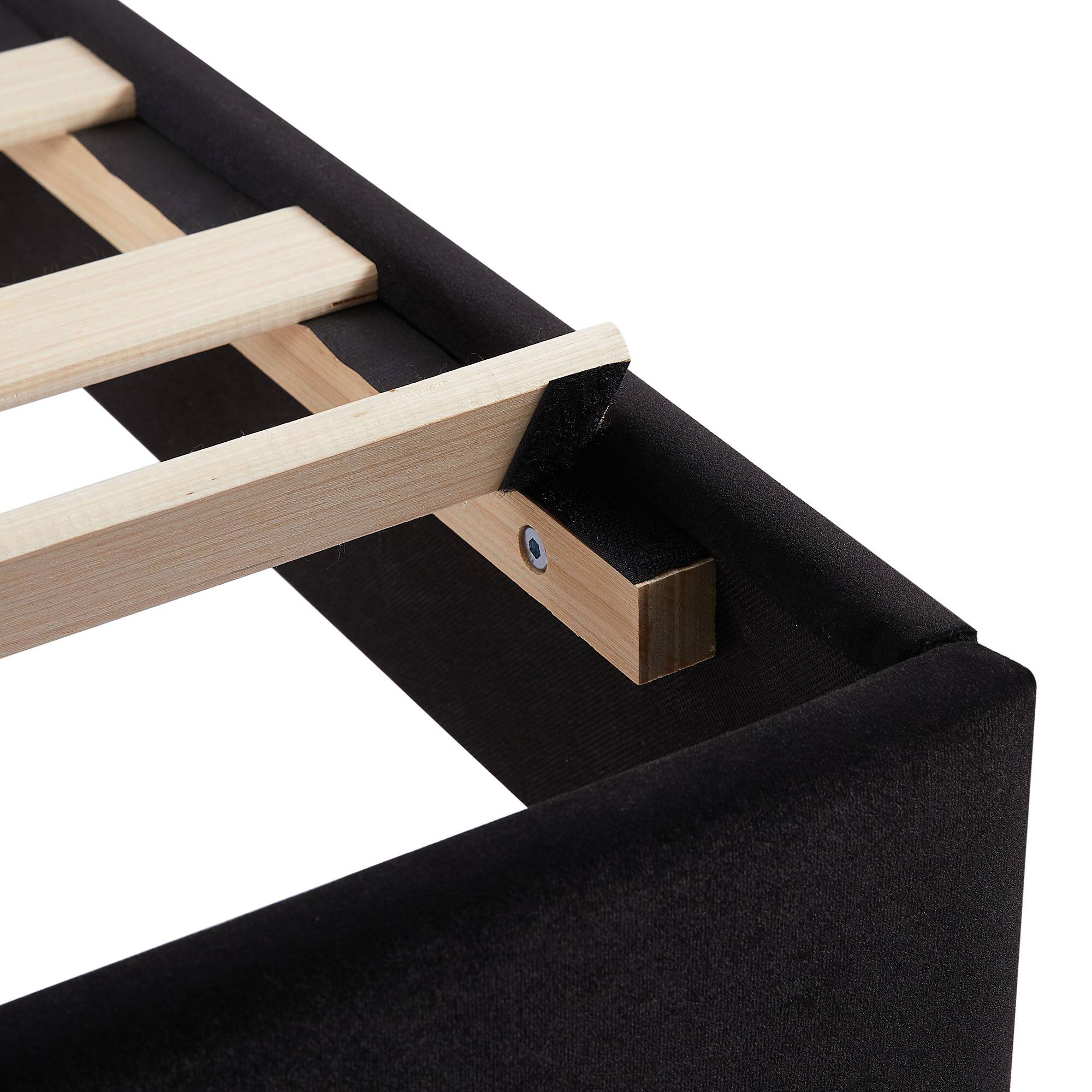 Alt View 5. Vecelo - Full Upholstered Bed with Adjustable Headboard & 7.9" Underbed Storage - Quiet Slat Metal Platform Bed,Fabric Frame - Pink.