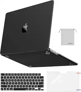 mosiso - Anti-Fingerprint Matte Hard Shell 4-in-1 Kit for MacBook Air 13 inch M5 M4 M3 M2 A3449 A3240 A3113 A2681 - Black Clear