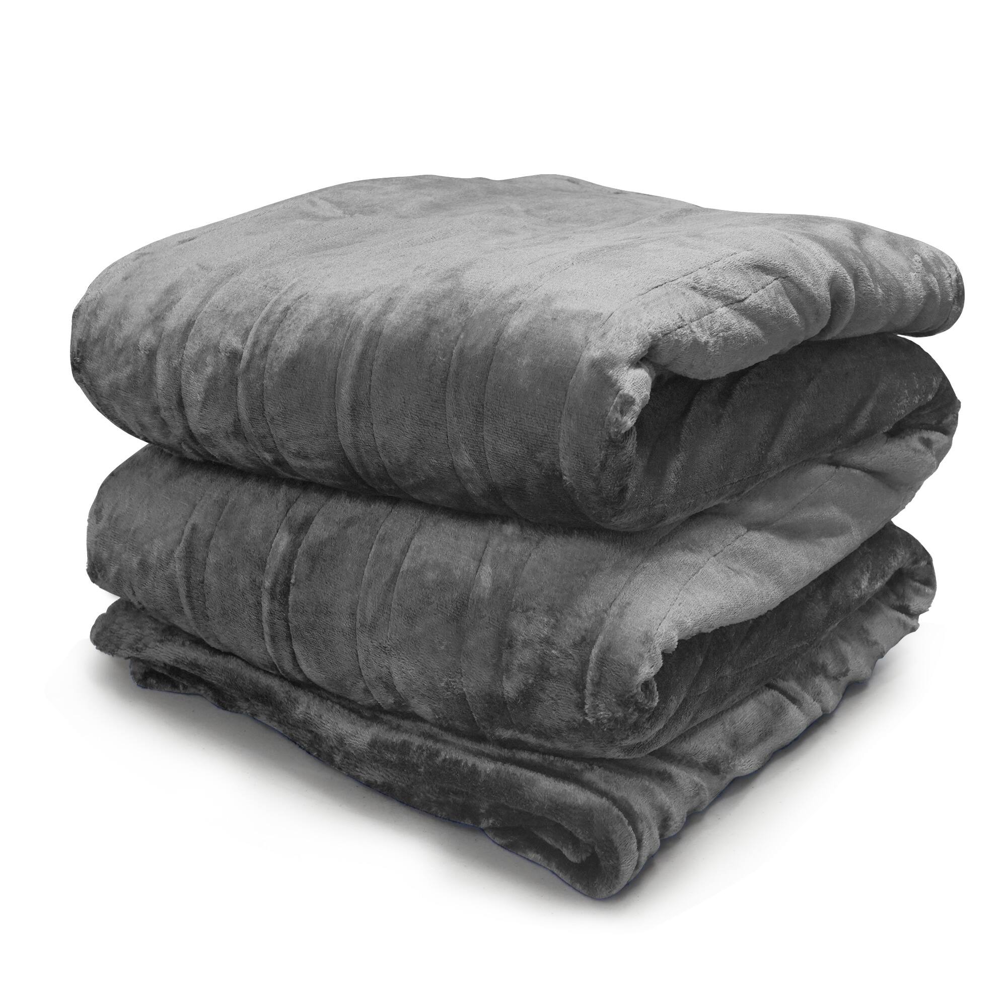 Aukfa - 72"L x 84" W Heated Blanket, Fast Heating, Machine Washable, Warm and Cozy - Gray