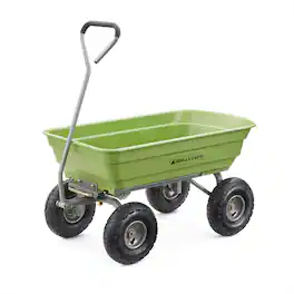 Gorilla Carts - Heavy Duty Poly Yard Dump Cart, Lawn & Garden Wagon, 600 Lb - Green