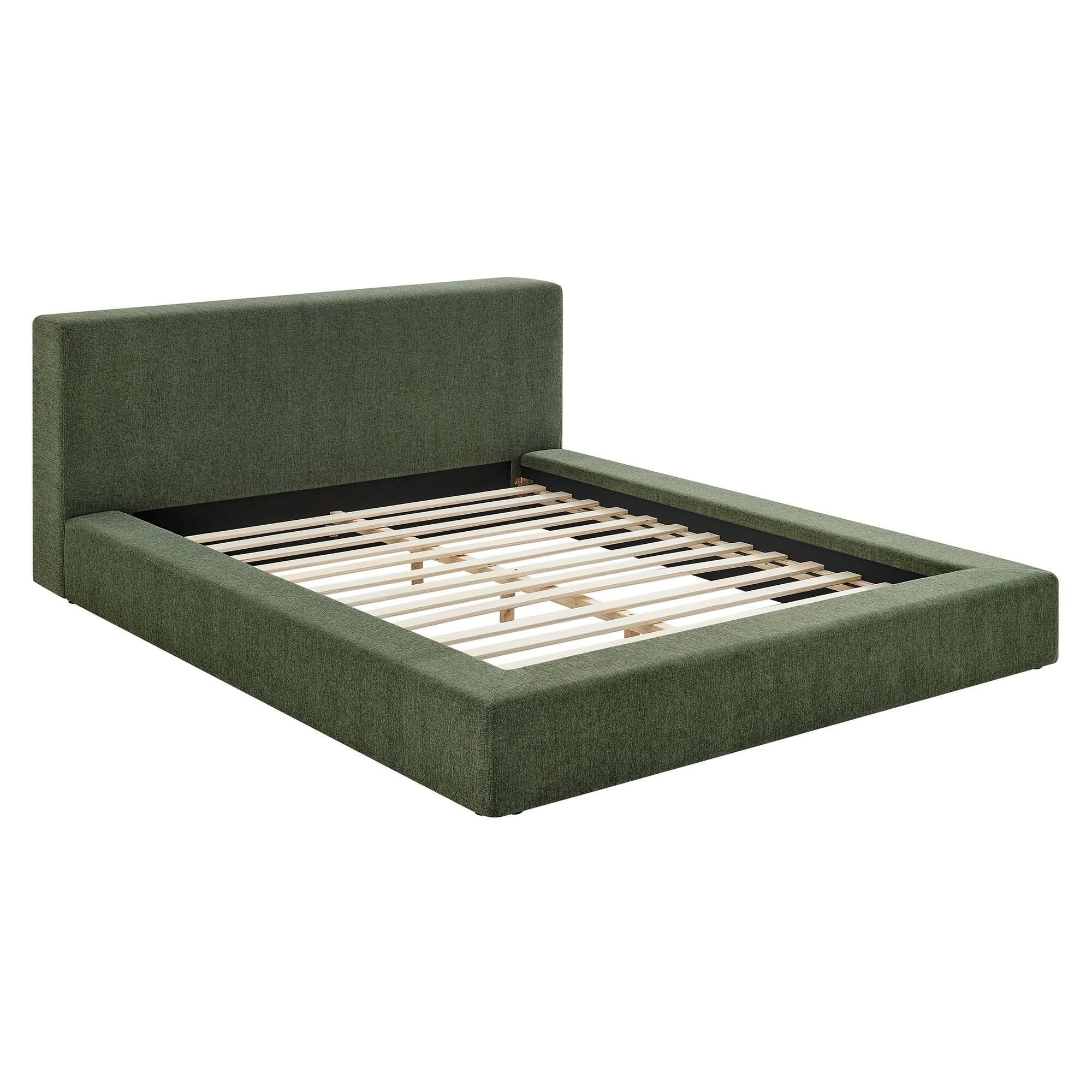 Back. Modway - Luma Chenille Upholstered King Platform Bed Frame by Modway - Eucalyptus.