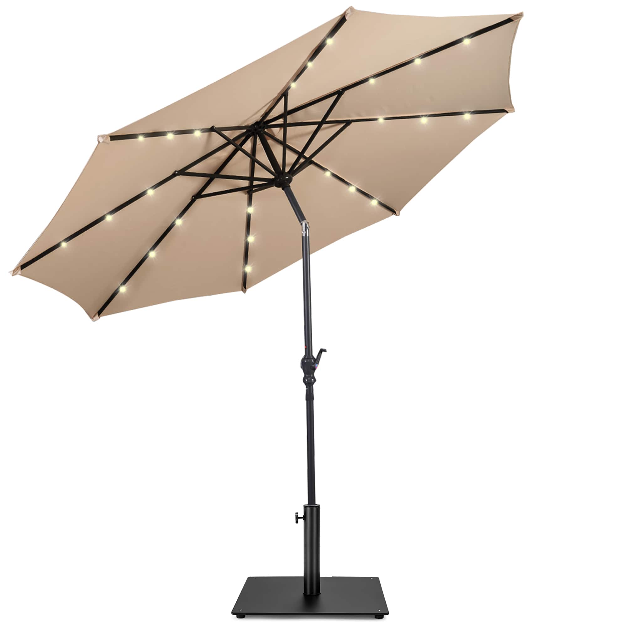 Costway - 10ft Solar Lights Patio Umbrella Outdoor W/ 36 LBS Steel Umbrella Stand - Beige price history on PriceWatchPro
