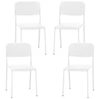Costway Modern Dining Chairs Set of 4 with Tilted Backrest & Sturdy Metal Legs Plastic - White - Front_Zoom