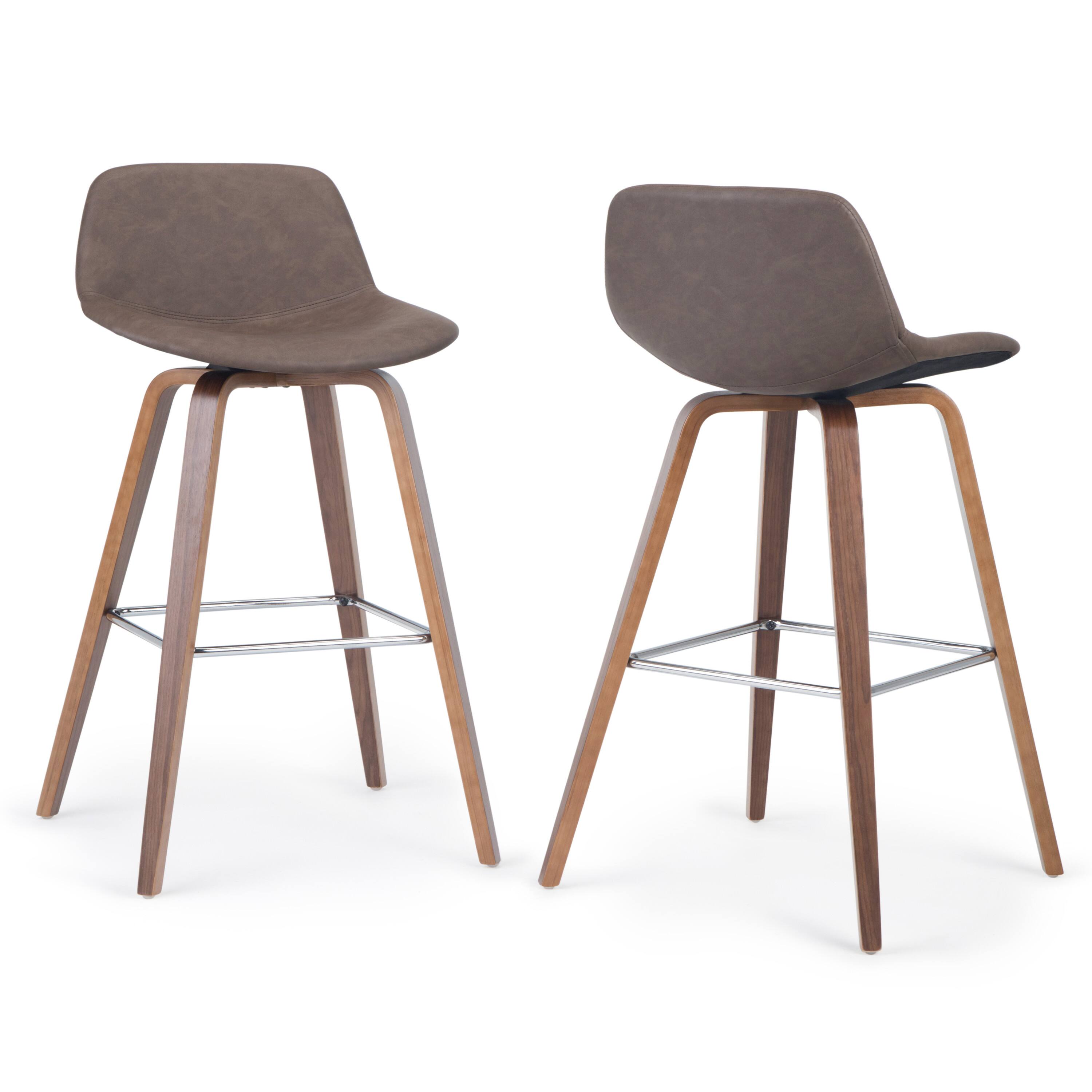 Angle. Simpli Home - Randolph Bentwood Counter Height Stool (Set of 2) - Distressed Chocolate Brown.