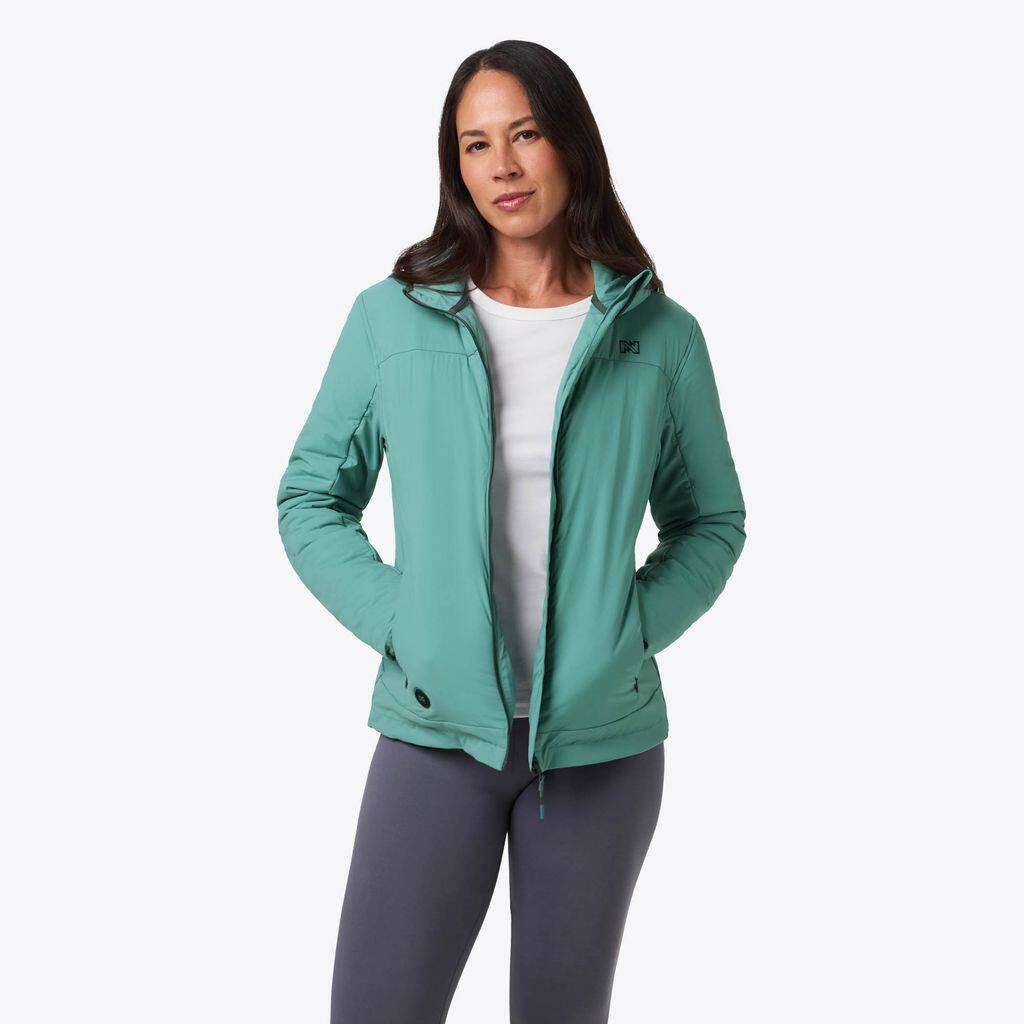 Front. Mobile Warming - Women's Luma Heated Jacket - Teal.