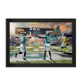Sporticulture - Travis Hunter and Trevor Lawrence Framed Two-Player Art Print - Teal