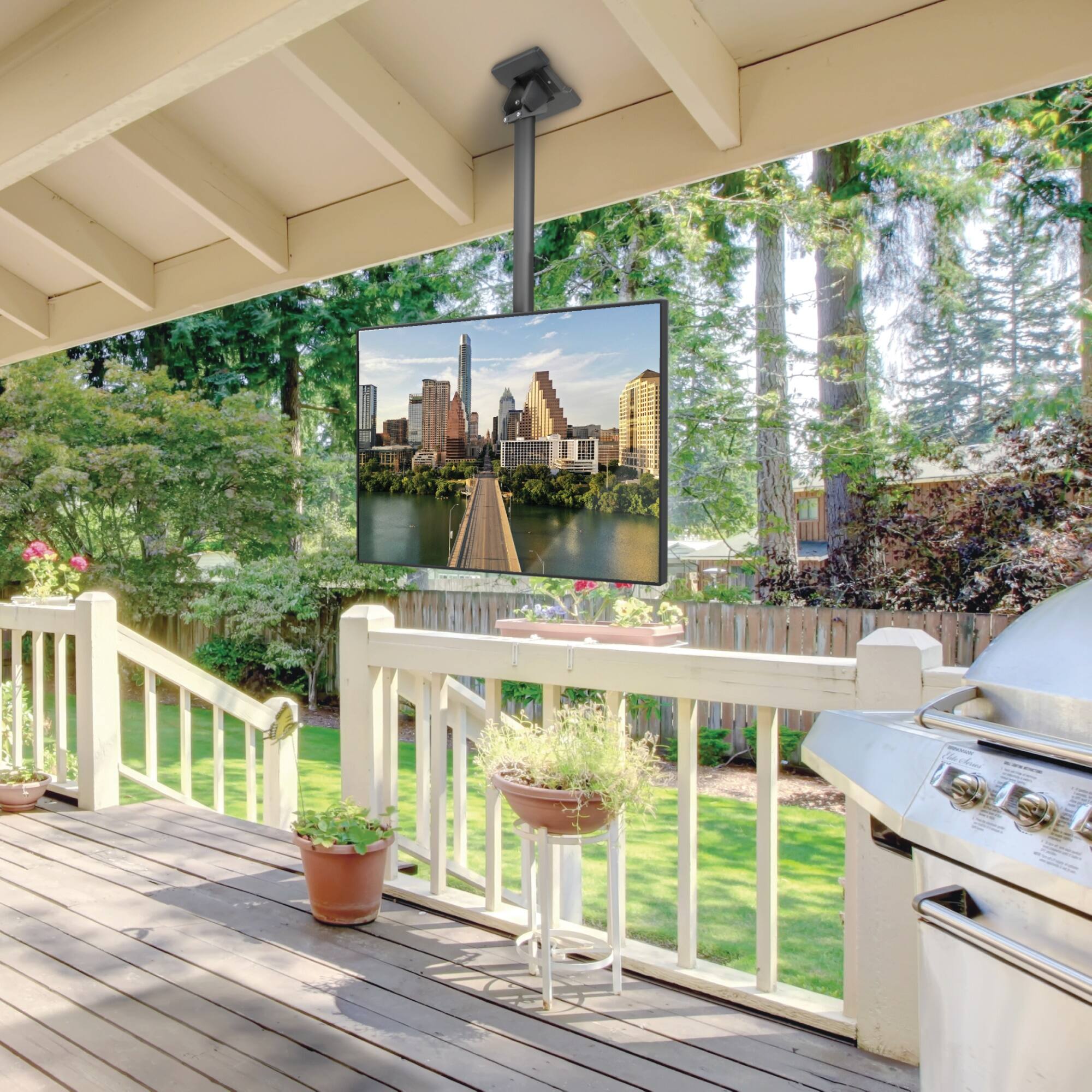 Alt View 6. Kanto - Kanto CM600SG Stainless Steel Full-Motion Outdoor Ceiling Mount for 37" - 70" TVs - Black.