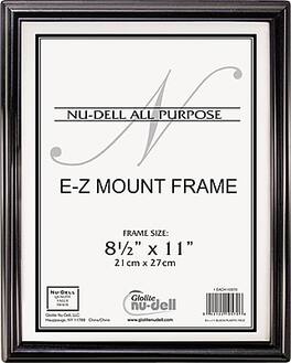 Nu-Dell - EZ Mount Document Frame, Plastic, 8 1/2 x 11 - Black