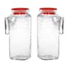 Bormioli Rocco - Gelo Glass Pitchers With Lid, 41 Oz, Set of 2, Red Lid - Clear