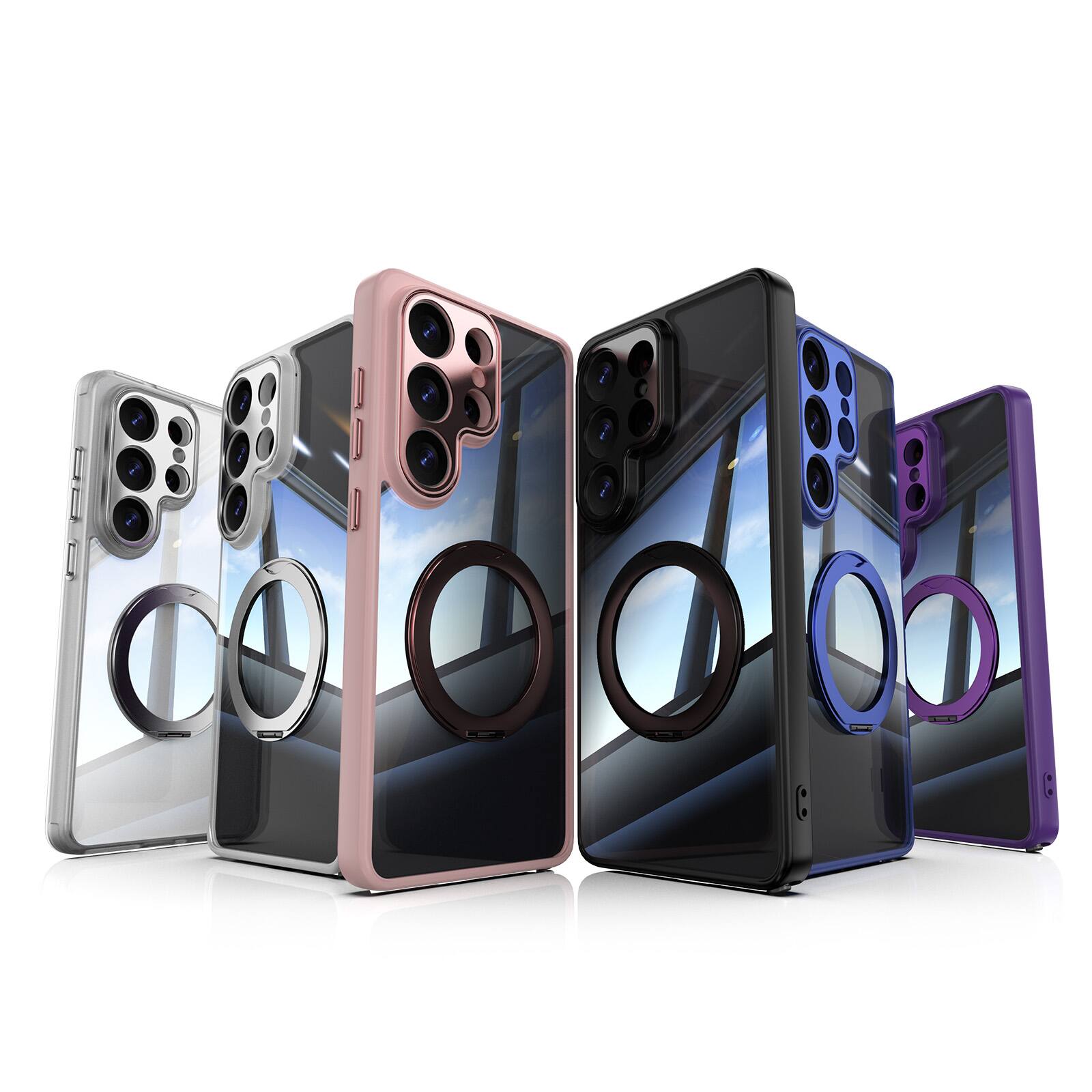 Alt View 1. Dteck - Magnetic Clear Case For Samsung Galaxy S26 Ultra, Shockproof Anti-Scratch 360° Ring Holder Stand PC+TPU Protection Cover - Black.