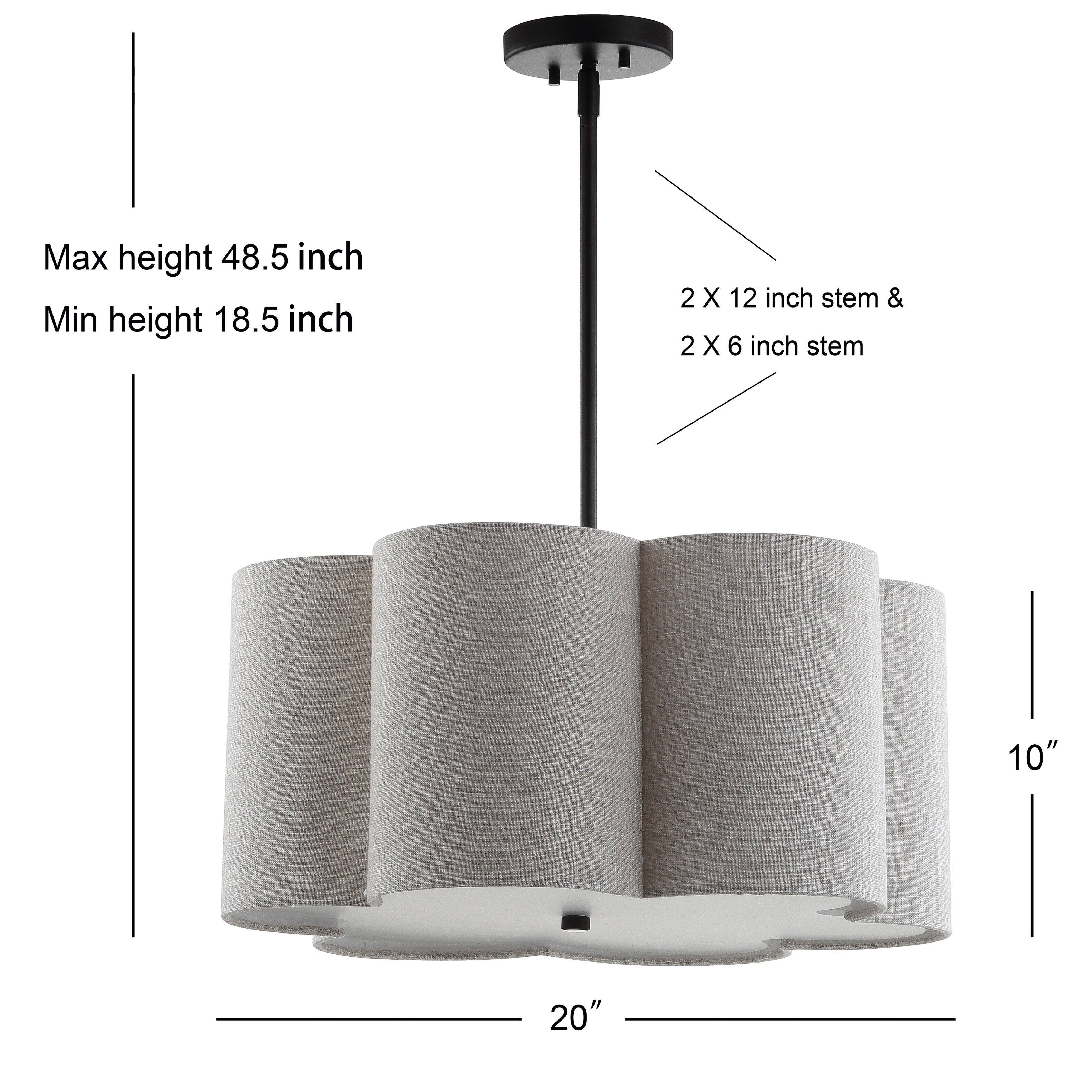 Max height 48.5 inch  
Min height 18.5 inch  
2 X 12 inch stem & 2 X 6 inch stem  
10"  
20"