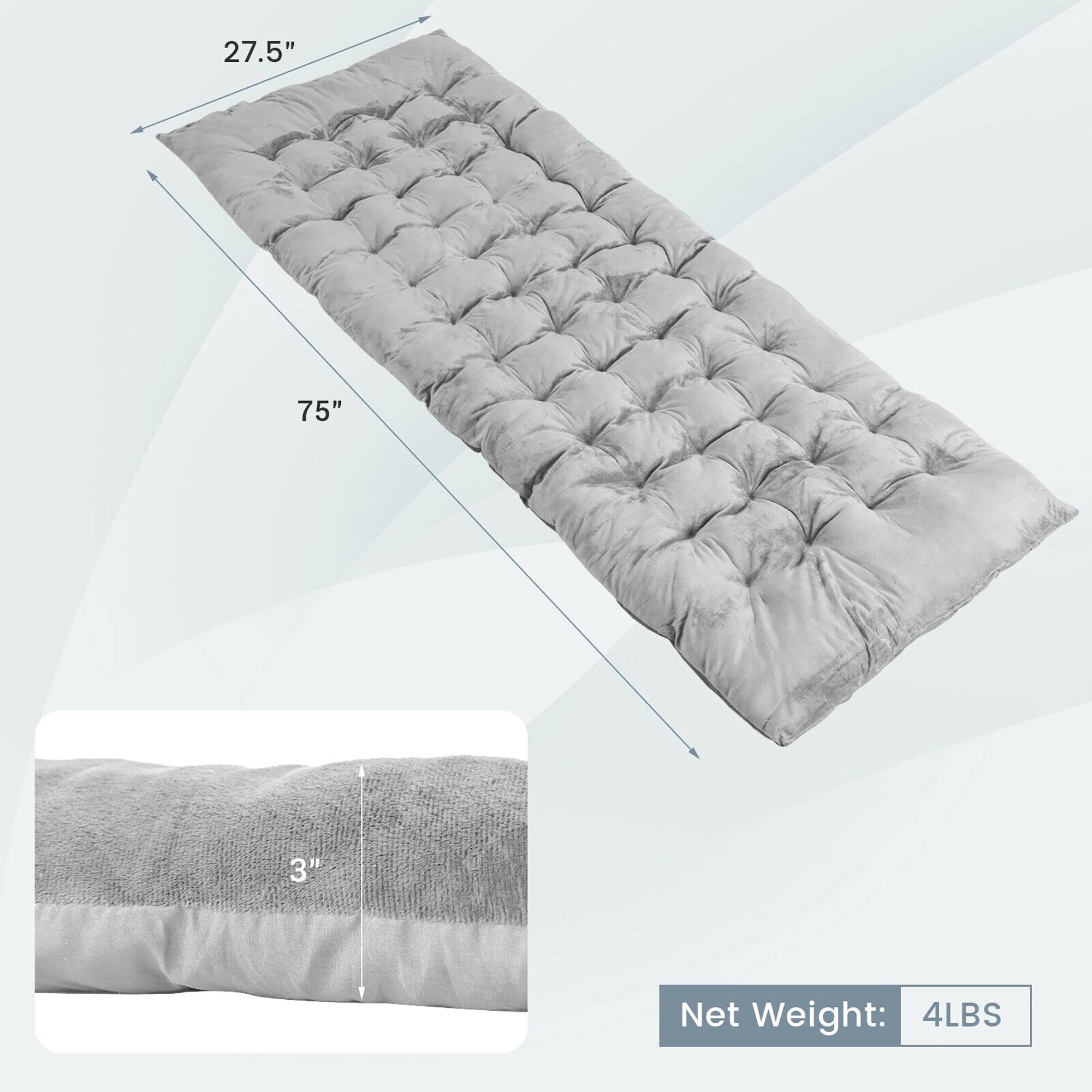 27.5" x 75" x 3"  
Net Weight: 4LBS