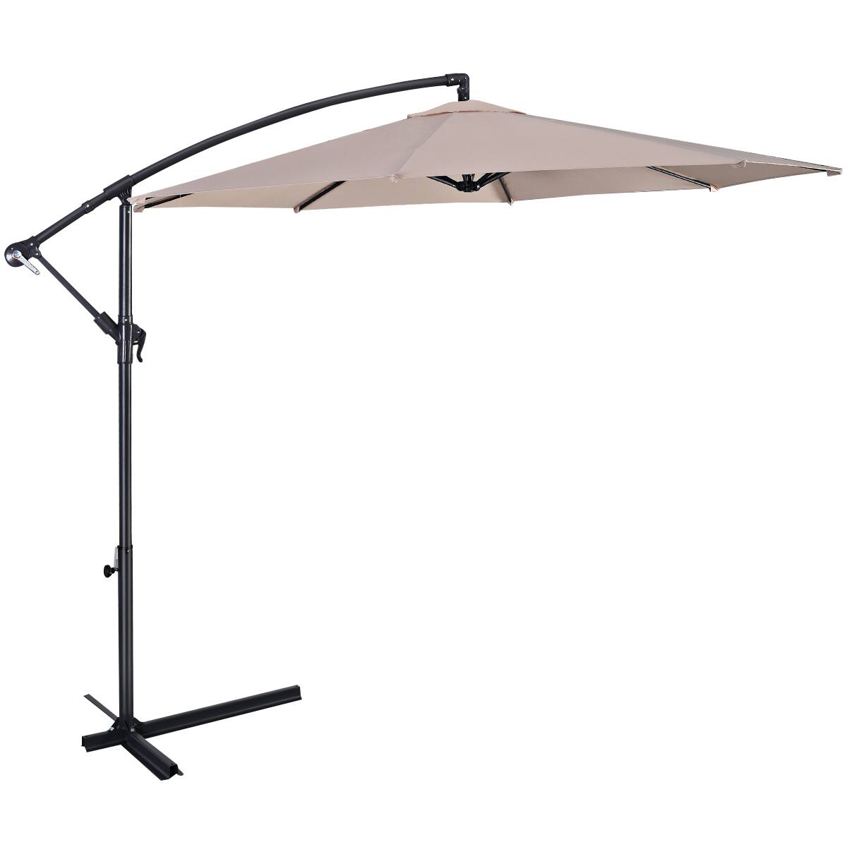 Alt View 4. Gymax - Gymax 10' Hanging Umbrella Outdoor Patio Market Banana Umbrella Offset Beige - Beige.