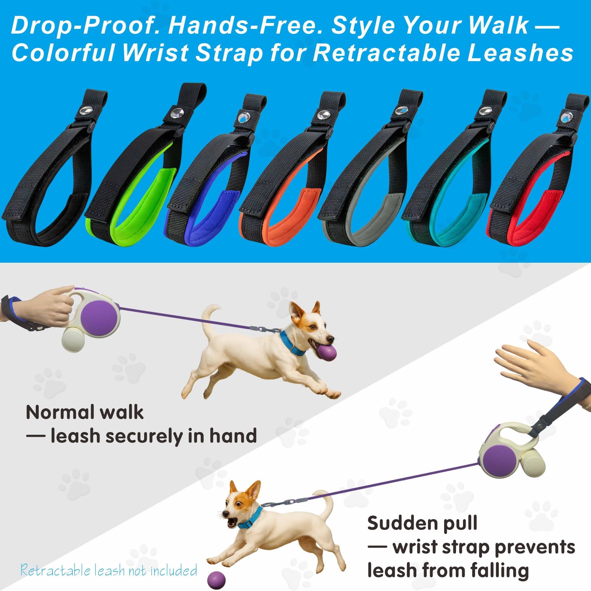 Drop-Proof. Hands-Free. Style Your Walk — Colorful Wrist Strap for Retractable Leashes

Normal walk — leash securely in hand

Sudden pull — wrist strap prevents leash from falling

Retractable leash not included