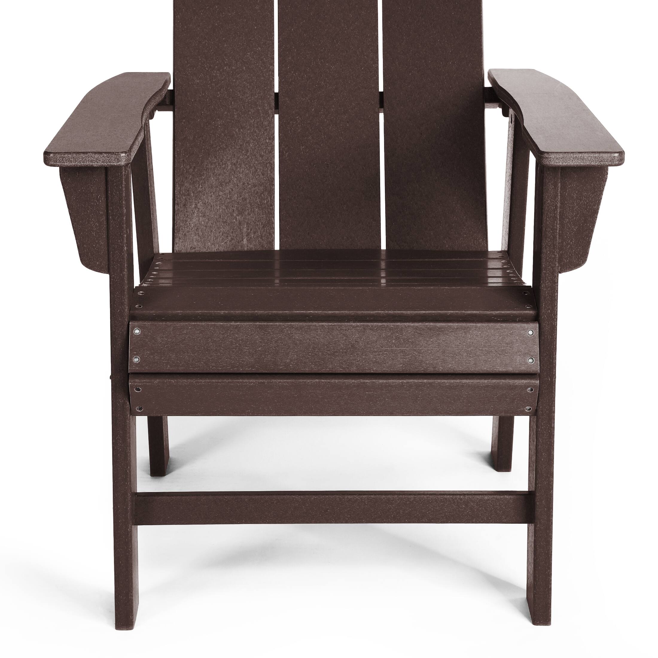 Alt View 4. WestinTrends - WestinTrends Ashore Outdoor Patio HDPE Plastic Modern Adirondack Dining Chair - Dark Brown.