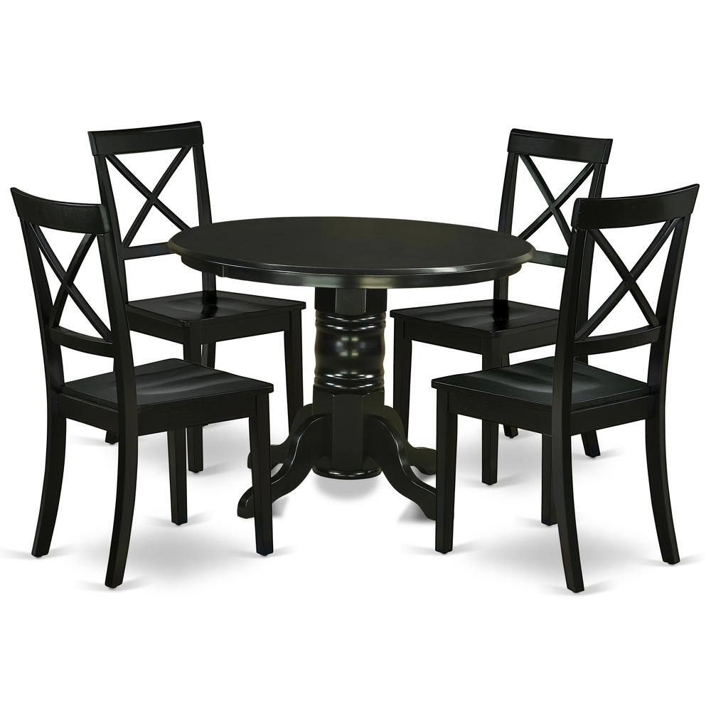 Back. East West Furniture - Dining Room Set Black - Brown.