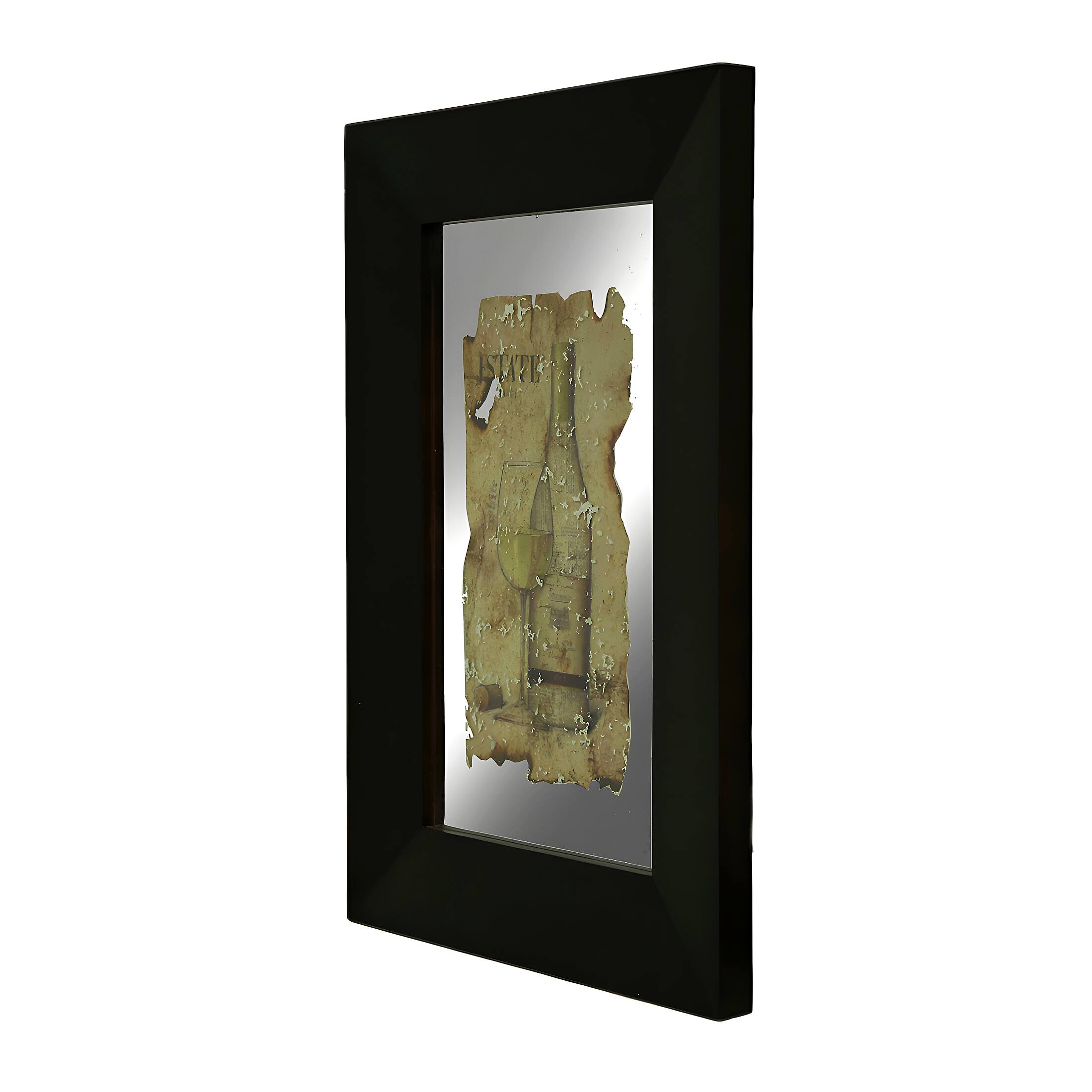 Alt View 1. Zeckos - Black Frame 2 Piece Vintage Wine Wall Mirror Set - Black.