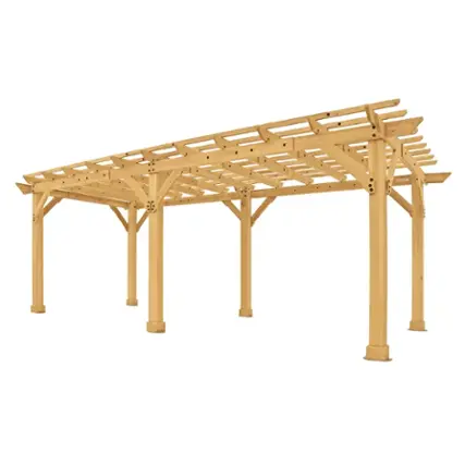 Front. Yardistry - 10' x 22' Meridian Pergola - Brown.