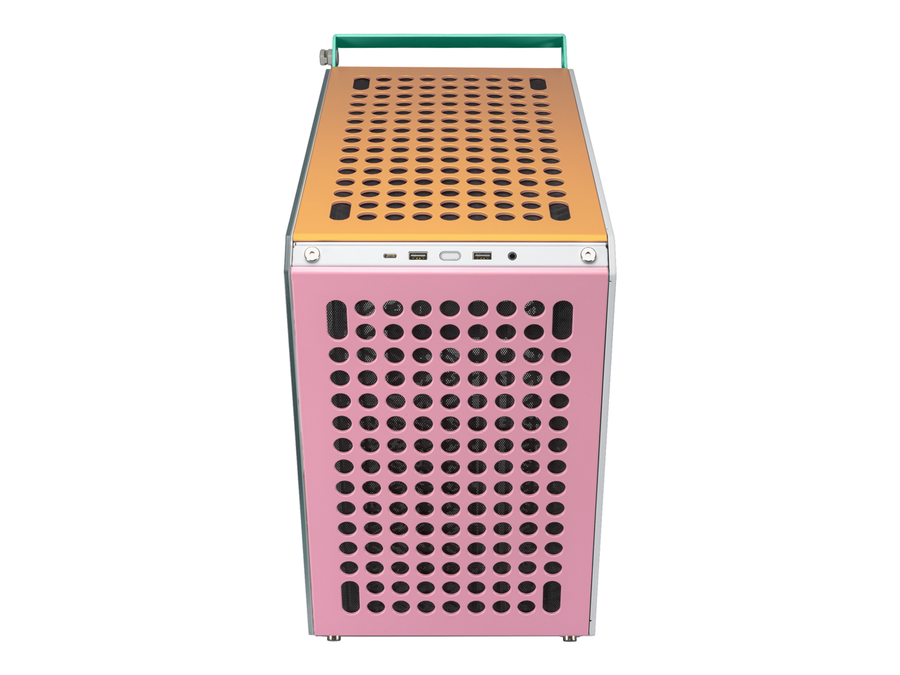 Alt View 2. Cooler Master - Cooler Master QUBE 500 Macaron ATX Gaming Case, Mint/Pink/Cream, Tempered Glass, USB-C, Handle (Q500-DGNN-S00) - Mint.