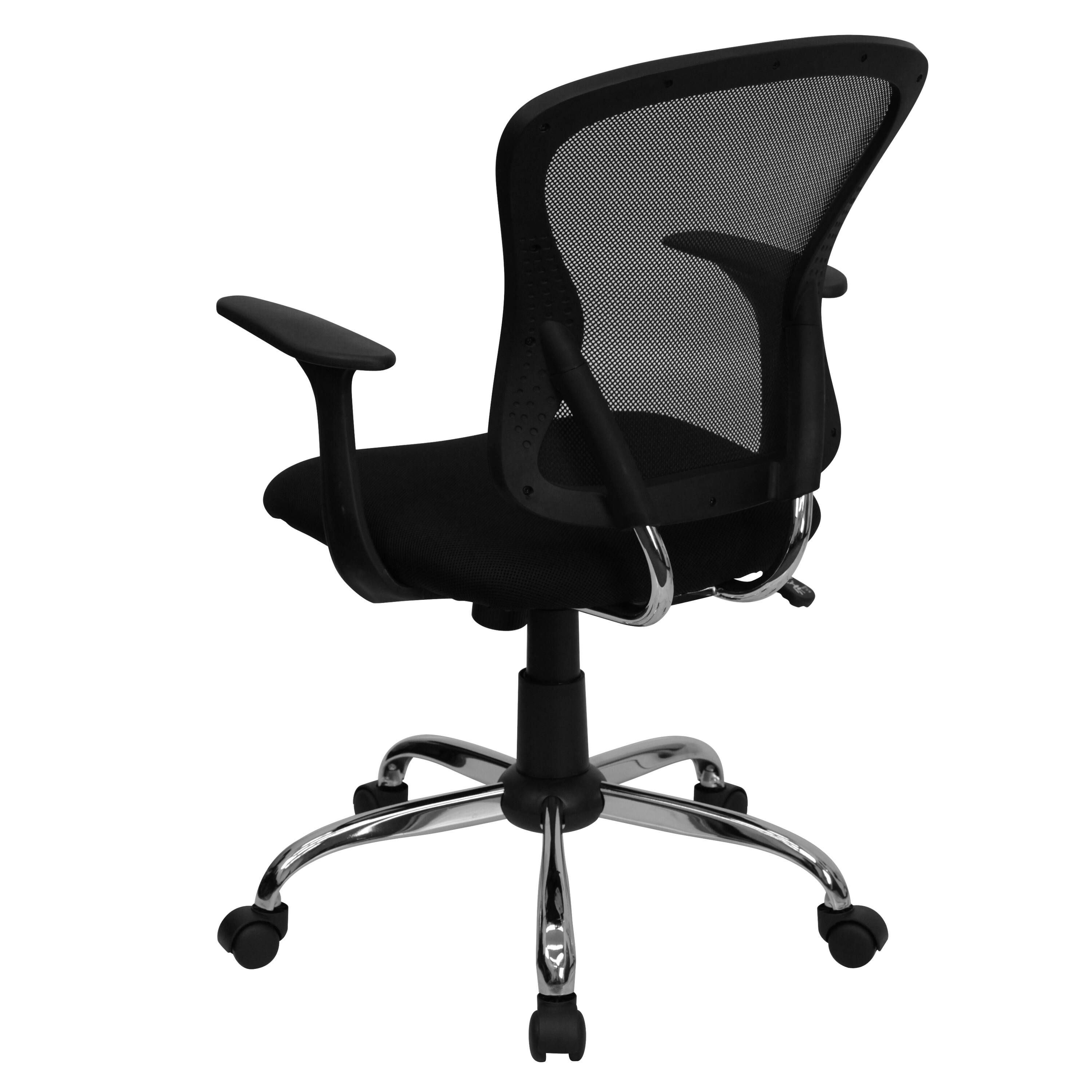 Alt View 5. Emma + Oliver - Mid-Back Mesh Swivel Task Office Chair with Chrome Base and Arms - Black.