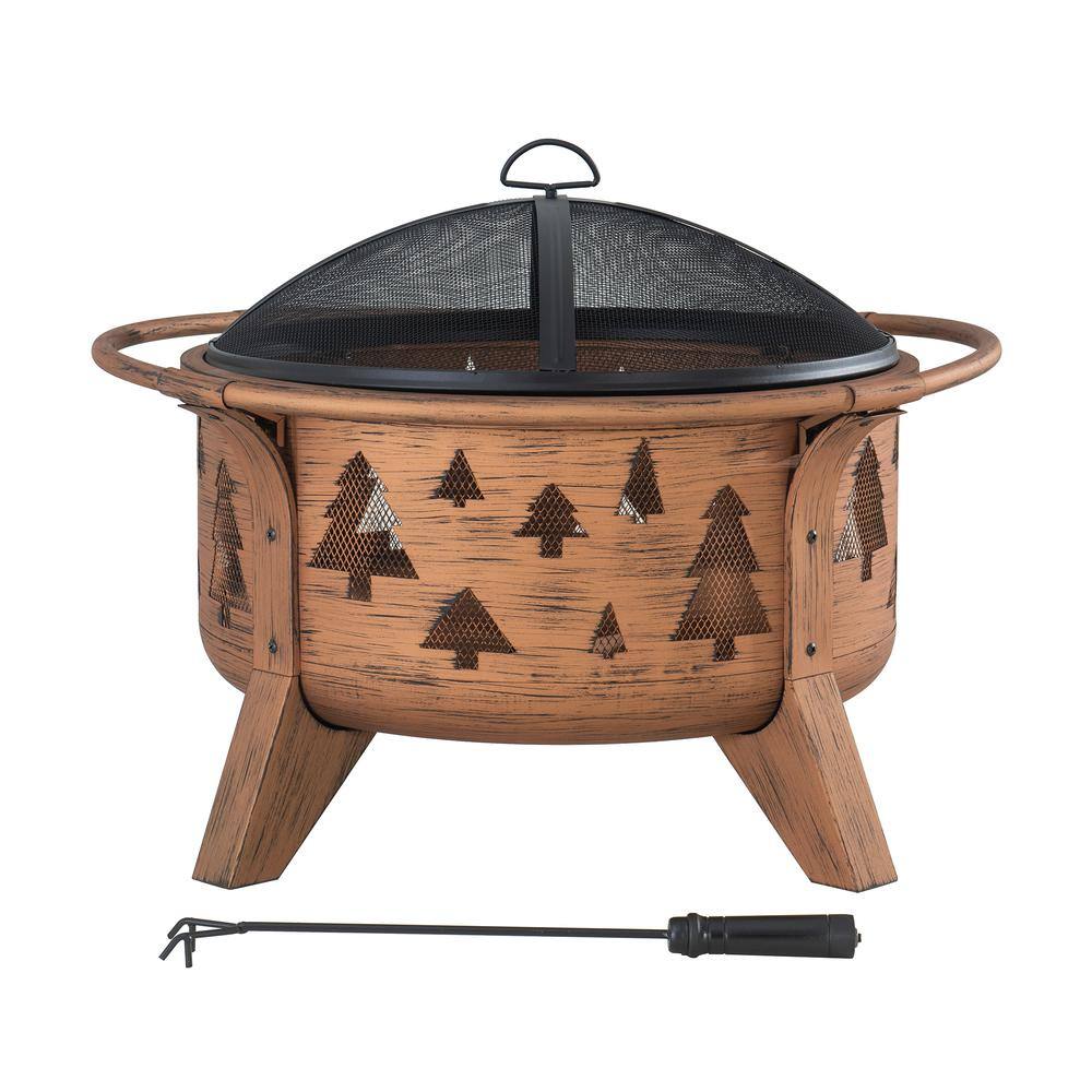 Front. SUNJOY - Outdoor Wood-Burning Fire Pit, Patio Tree Motif Steel Firepit Large Fire Pits.