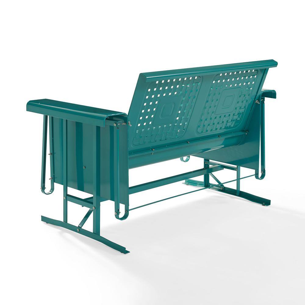 Left. Crosley Furniture - Bates Retro Outdoor Loveseat Glider - Turquoise Gloss.