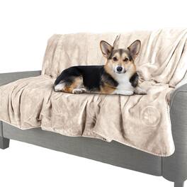 PetMaker - Waterproof Dog Blanket 50x60-Inch Sherpa Dog Blanket for Couch, Bed, or Car - Protects from Spills, Stains, or Pet Fur - Cream