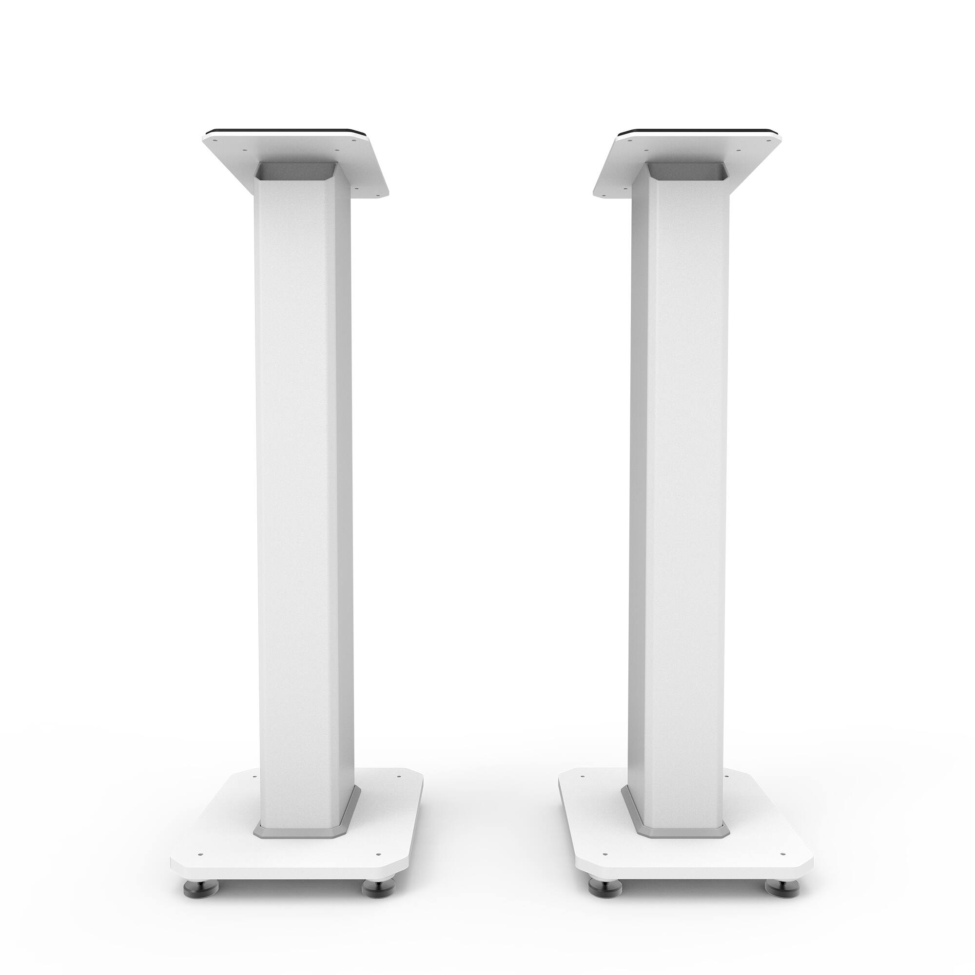 Left. Kanto - 30" Fillable Speaker Stands with Isolation Feet and Fillable Channel, Pair - White.