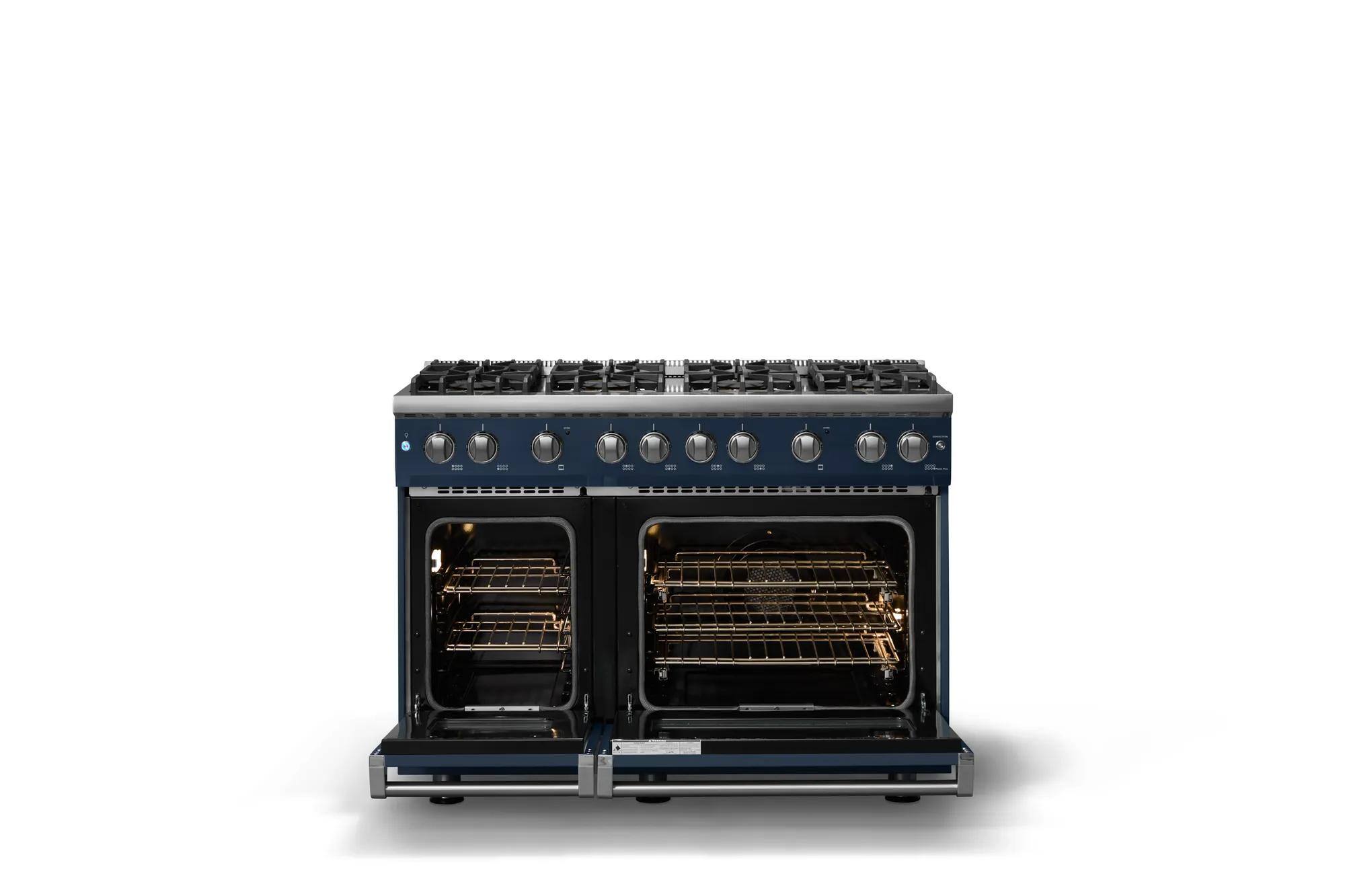 Alt View 2. Viking - Pro 5 Series 6.1 Cu. Ft. Freestanding Sealed 8 Burner Gas Convection Range - Slate Blue - Slate Blue.