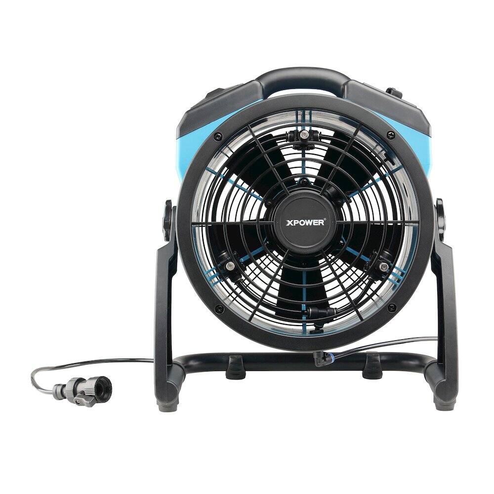 Back. XPOWER - Portable 3 Speed 11" Outdoor Cooling Misting Fan and Air Circulator - Blue.