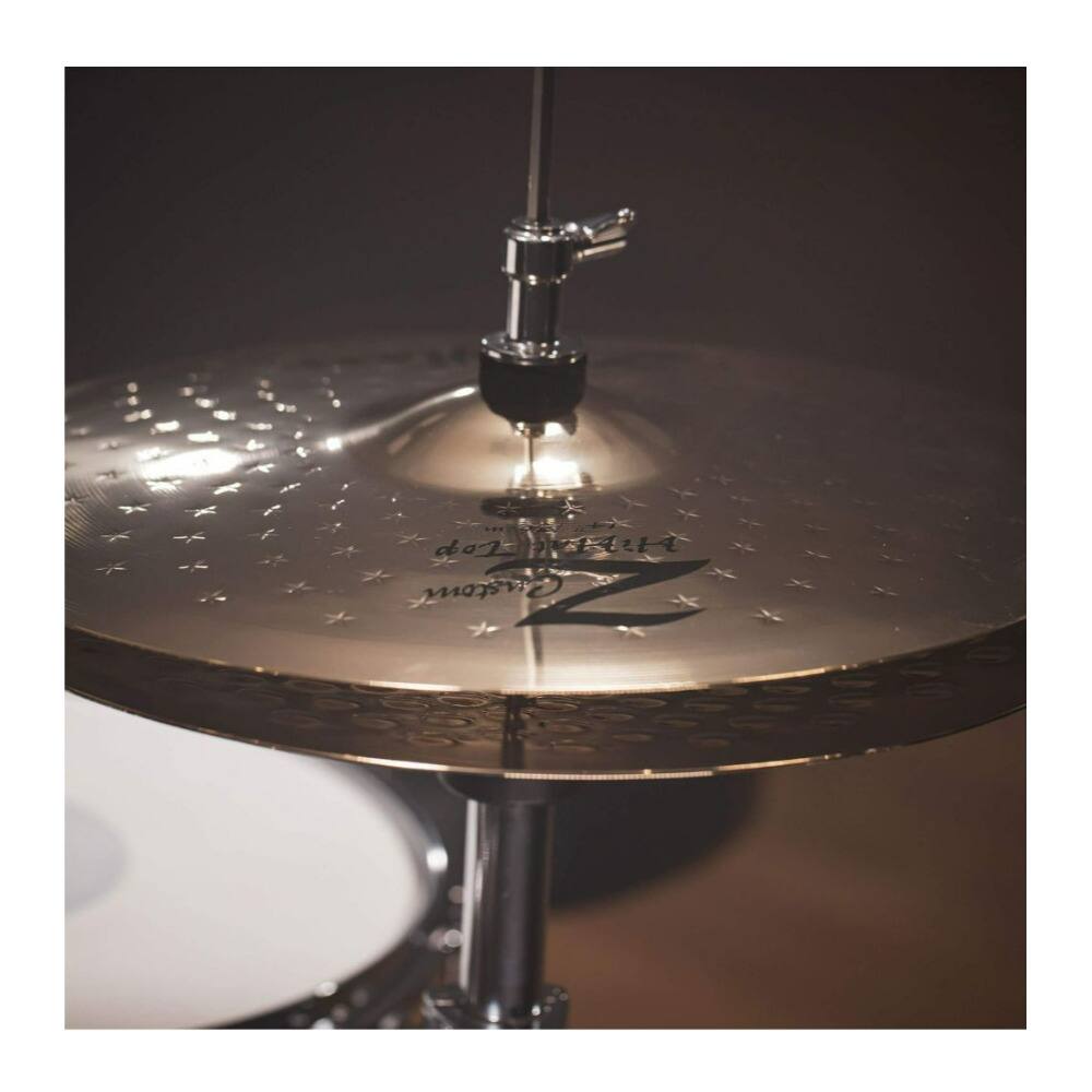 Left. Zildjian - Zildjian Z40101 Z Custom 14 Inch Hi Hat Cymbal Pair for Metal Punk and Hard Rock.